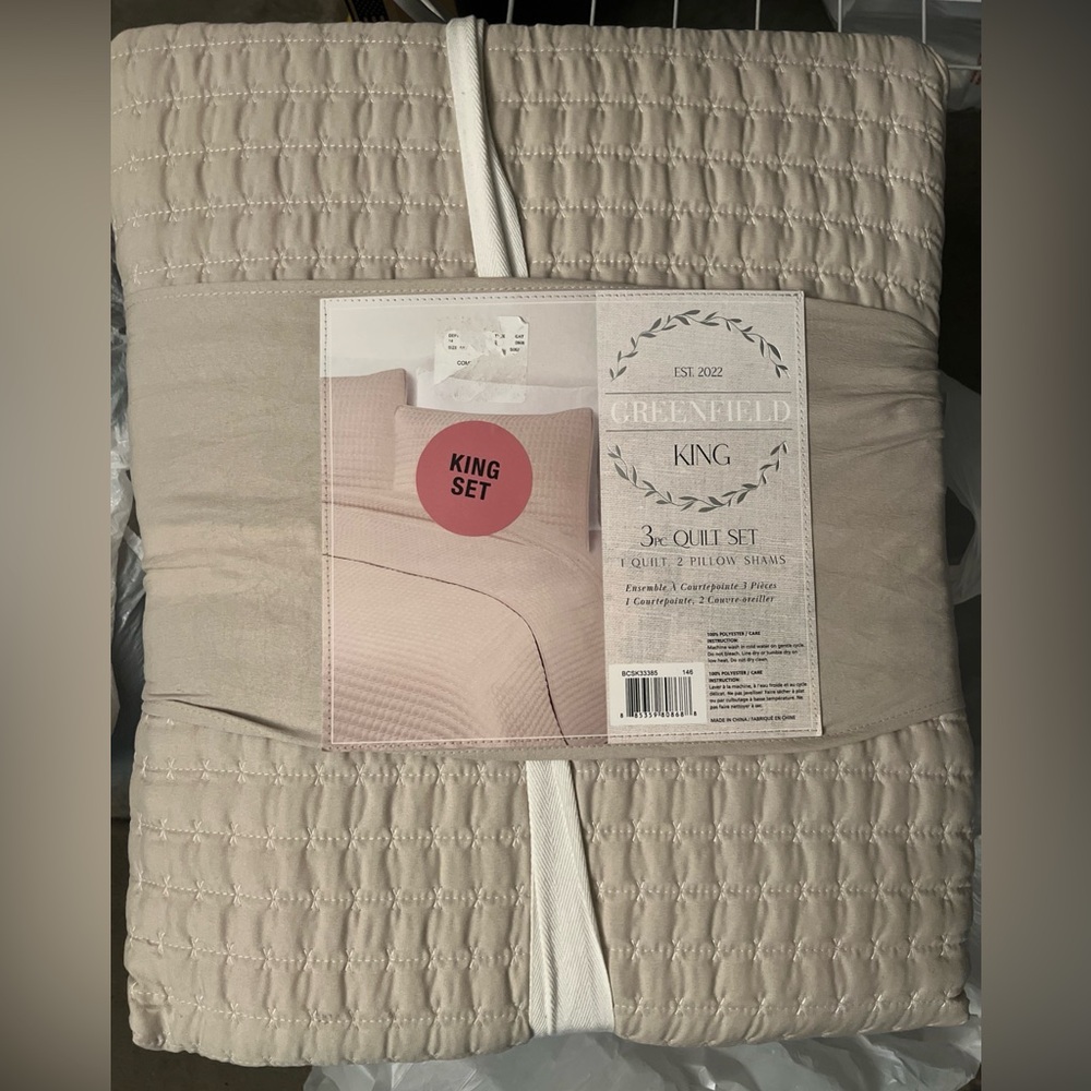 Greenfield King Quilt Set - Cream